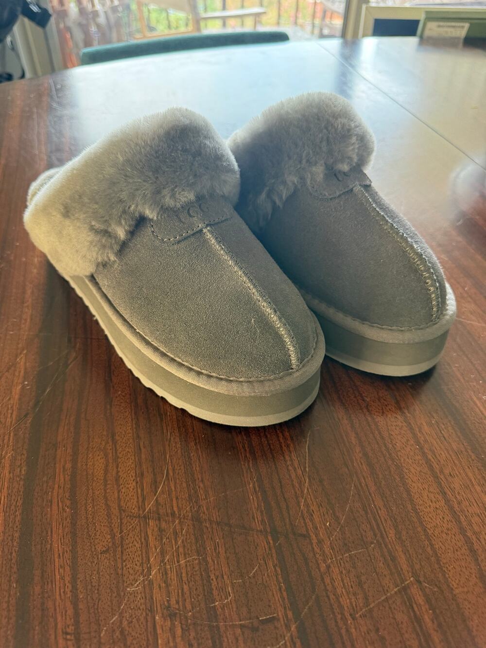 Oz Natives Ugg Australian Premium DISQUETTE Slipper Slide Gray Suede AU 41 US 10